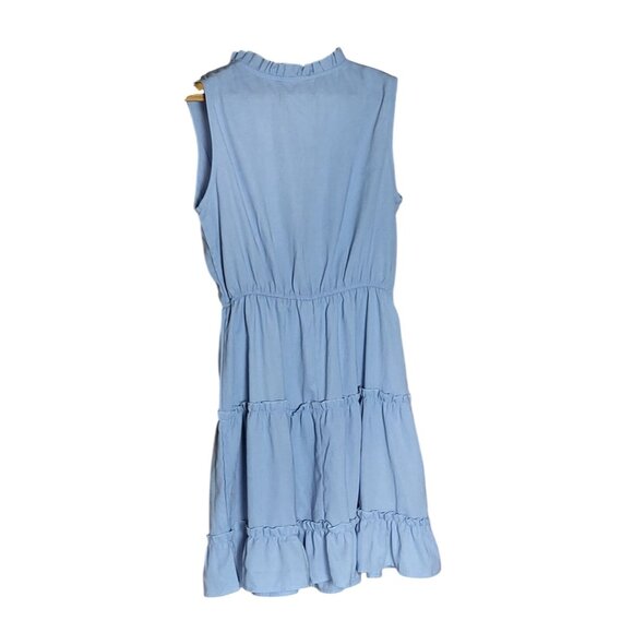 Cupshe Sleeveless Light Blue Tiered Dress With Ruffled Neckline Size Small - Picture 4 of 8